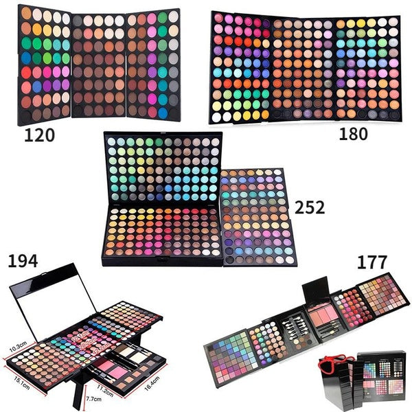 120-180-177-194-252 Colors Shimmer & Matte Professional Eyeshadow Palette Waterproof Long Lasting Pressed Powder Makeup Palette with Brush Kit Super