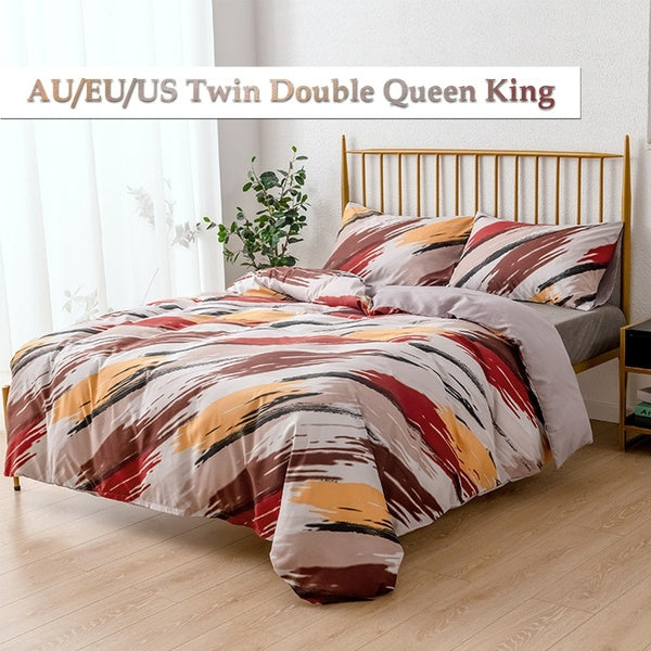 Nordic Colorful Stripe Wrinkle Free Duvet Cover Set Breathable Kids Bedding Set with Pillowcases EU-AU-US Twin Queen King