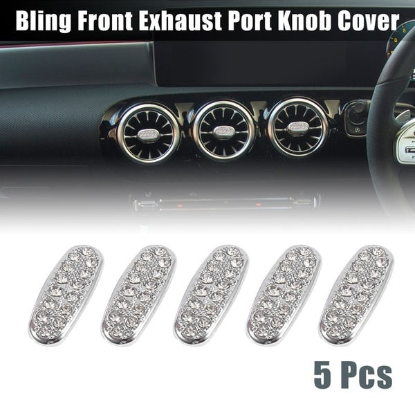 5pcs Car Bling Front Exhaust Port Knob Cover Inner Fitting Trim Decals Interior Bling Accessories for Mercedes-Benz CLA GLA 2019-2021