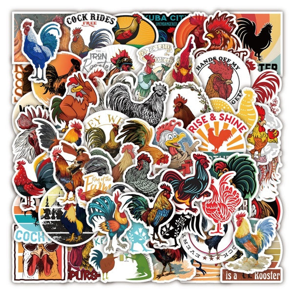 10-25-50pcs Colorful Rooster stickers Rooster graffiti Stickers for DIY Luggage Laptop Skateboard Motorcycle Bicycle Sticker