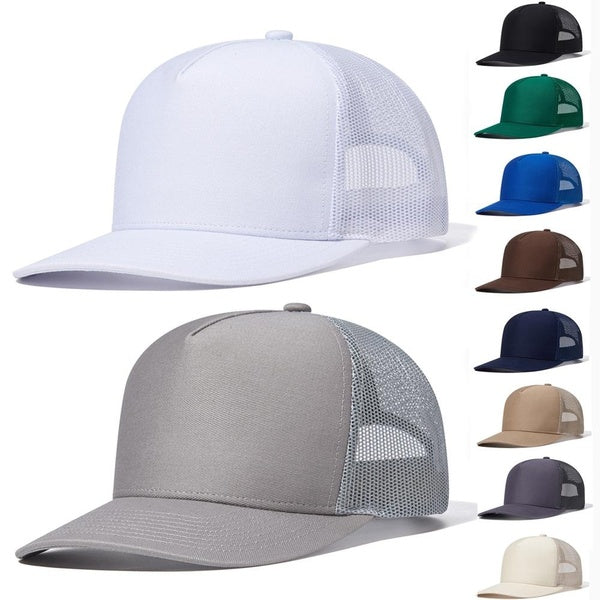 Casquette de camionneur vierge pour homme et femme, chapeau de baseball en maille respirante à 5 panneaux, casquettes réglables Hip Hop, visière incu