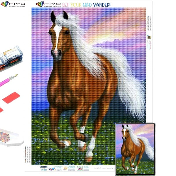 Horse DIY 5D Diamond Painting Full Drill with Number Kits Home and Kitchen Fashion Crystal Rhinestone Cross Stitch Embroidery Paintings Canvas Pictur
