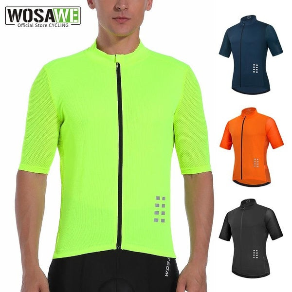 WOSAWE Mens Short Sleeve Cycling Jerseys MTB Bike Tops Breathable Racing Bicycle Shirts Summer
