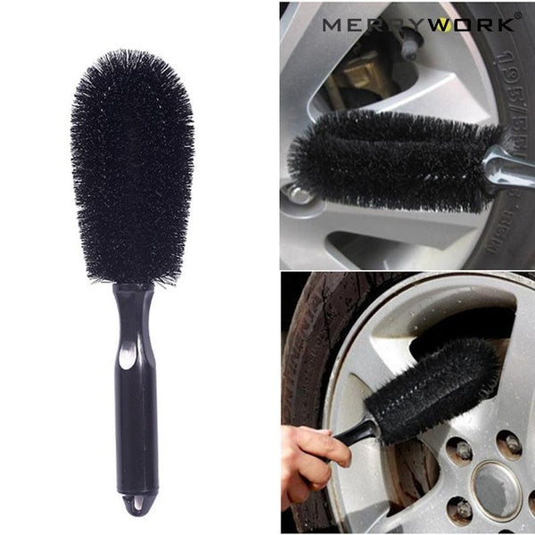 Merrywork Car Wheel Brush Tire Cleaning Brushes Tools Car Rim Scrubber Cleaner Duster Handle Motorcycle Truck Wheels Car Detailing Brush