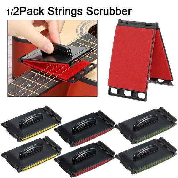 1-2Pack Acoustic Electric Guitar Bass Strings Cleaner Brush Board Scrubber Fingerboard Rub Cleaning Tool Maintenance Care Accessories Matron Inn
