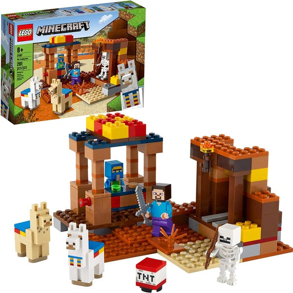 LEGO Minecraft The Trading Post 21167 Collectible Action-Figure Playset with Minecraft's Steve and Skeleton Toys, New 2021 (201 Pieces)
