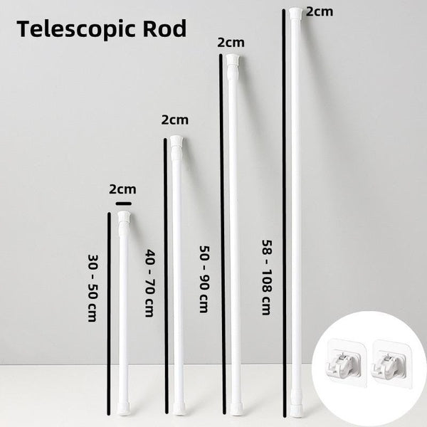 1PC Telescopic Rod Punch Free Clothes Hanging and Drying Rod Bathroom Toilet Frame Shower Curtain Rod Curtain Bedroom Rod