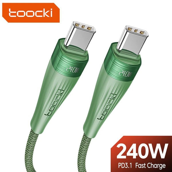 Toocki PD 240W Type-C to Type-C Cable 5A Fast Charger Cable for Samsung Huawei Xiaomi Mobile Phones USB C Cable for iPad Tablets Laptops