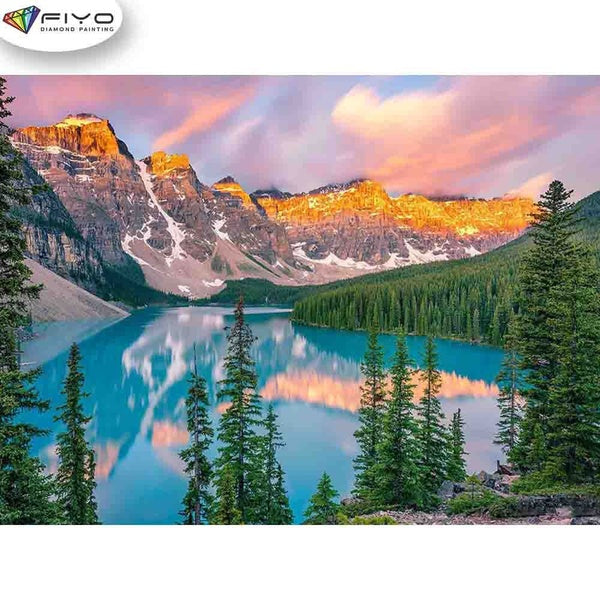 FIYO Landscapes DIY 5D Diamond Painting Full Drill with Number Kits Home and Kitchen Fashion Mosaic Diamond Painting Canvas Wall Decoration Gift Craf