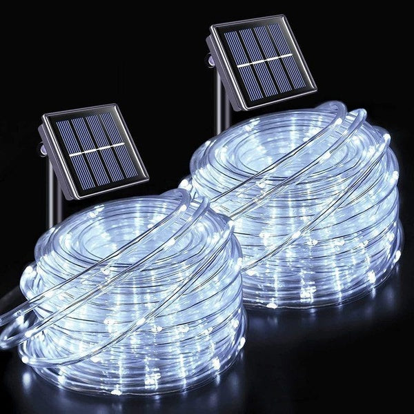 LED Rope Lights Solar Powered String Lights 8 Modes Color Changing Tube Indoor Outdoor Waterproof Strip Fairy Lights for Garden Patio Christmas Party