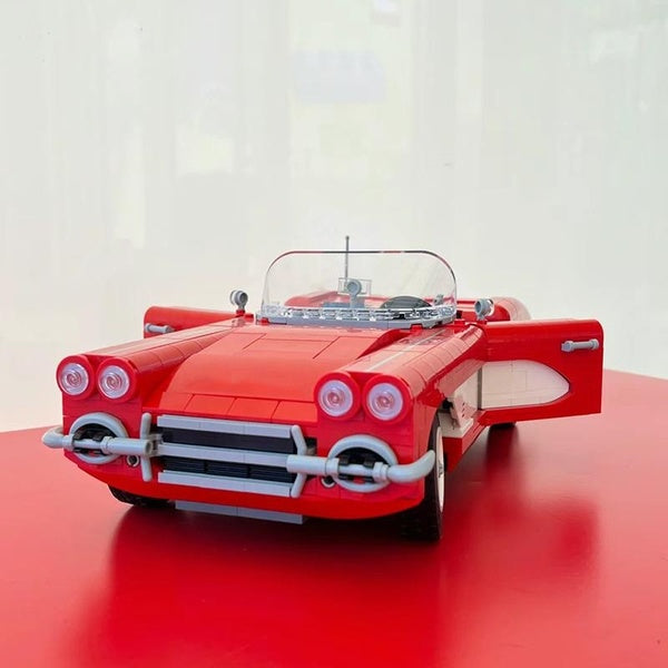New Red Retro Super Racing Roadster Car Model Building Block Brick Educational Assembly Toy Children Boy Gift