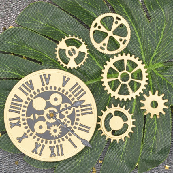 Horloge à engrenages matrices de découpe en métal pochoir pour bricolage Scrapbooking artisanat carte fond fabrication de matrices de gaufrage en pap