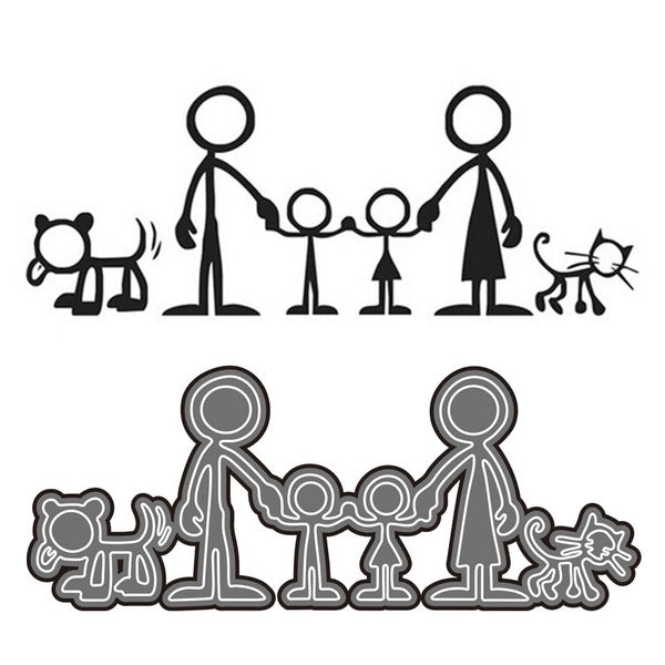 Happy Family Metal Cutting Dies Scrapbook Paper Craft Decoration Dies Stencil for Album Card Making Knife Punch
