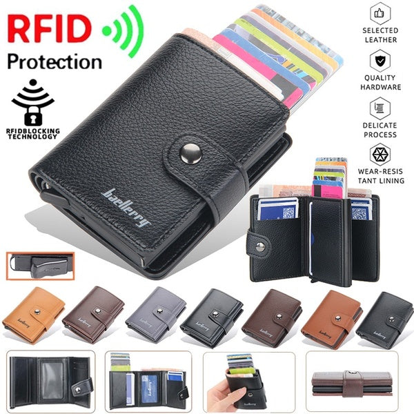 2022 nouveaux hommes RFID ID porte-carte de crédit en cuir portefeuilles à deux volets RFID blocage Protection carte de visite étui mode sac à main G