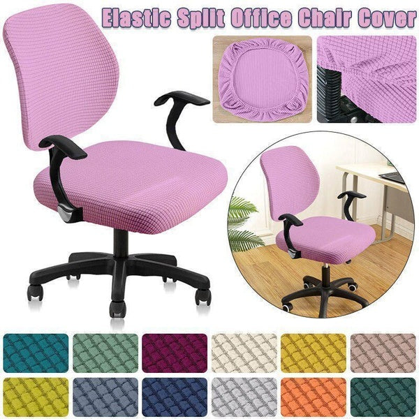 1 Set(Back Cover + Seat Cover)Split Office Computer Chair Cover Universal Office Anti-dust Removable Stretch Slipcover