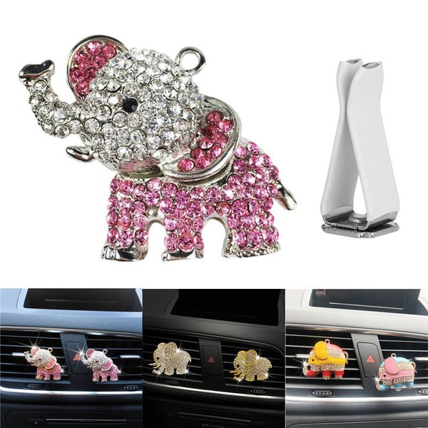 Bling Rhinestone Car Air Vent Clip Bling Crystal Elephant Car Air Conditioner Outlet Vent Car Interior Decoration Charm Rhinestone Car Bling Accessor