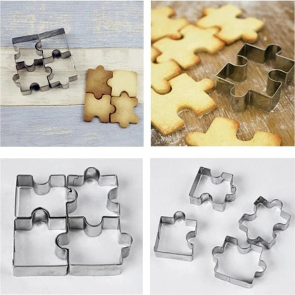 4pcs-pack Cookie Puzzle Shape Stainless Steel Cookie Cutter Set DIY Biscuit Mold Dessert Bakeware Cake Mold wedding Decorating WC 015