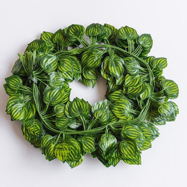 1pc-12pcs 2M Ivy Green Fake Leaves Garland Plant Vine Foliage Home Decor Plastic Rattan String Wall Decoration Artificial Plants