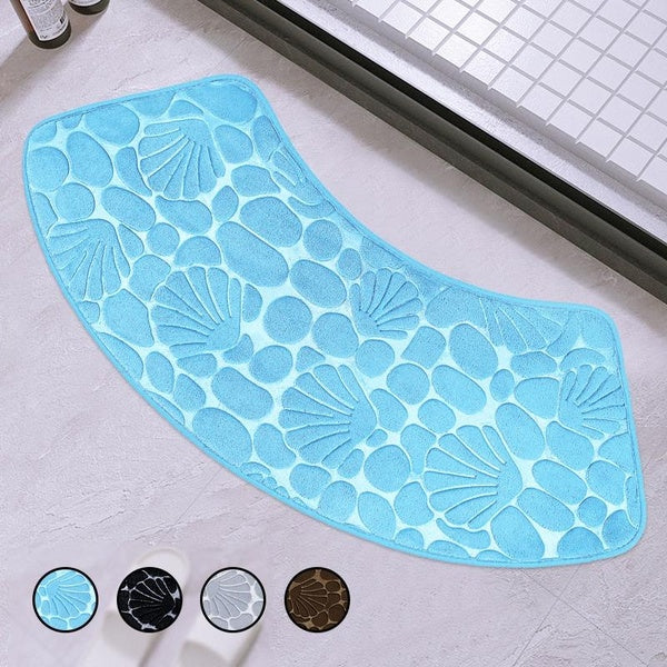 1pc Shell Pebble Pattern Curved Corner Bath Mat, Soft Non-slip Quick Drying Bath Mat, Household Bathroom Absorbent Shower Rug, Bath Mat, Bathroom Acc
