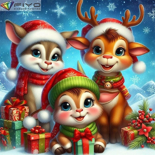 FIYO Baby Deer DIY 5D Diamond Painting Full Drill with Number Kits Home and Kitchen Fashion Mosaic Diamond Painting Canvas Wall Decoration Gift Craft