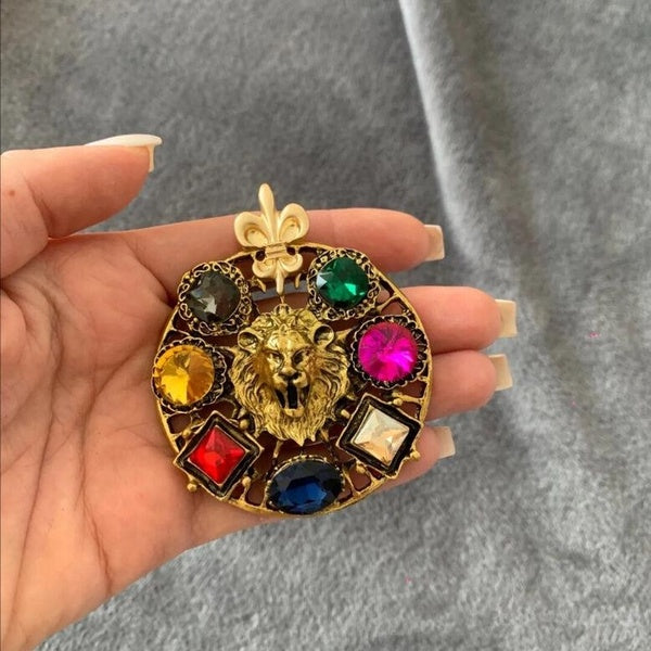 Cristal Lion Broches Animal Pin Manteau Écharpe Clip Corsage Casual Party Jewelry