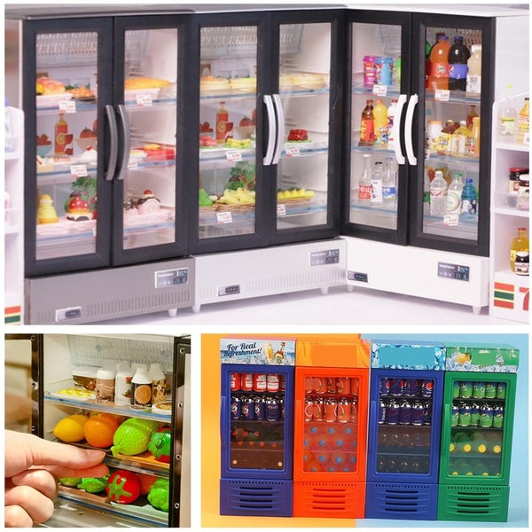 Plastic Dollhouse Freezer Mini Refrigerator 12-6 Scale Dollhouse Furniture Miniatures Scene Kitchen Fridge Kids Toy
