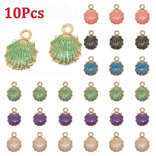 10Pcs Shell Shape Charms Pendants for Bracelet Necklace Jewelry Making DIY
