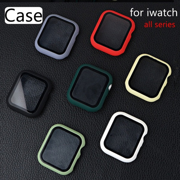 Matte case with Tempered glass for the Apple watch Ultra2- Ultra 9 8 7 49mm 41mm 45mm 40mm 44mm 38mm-42mm bumper cover+screen protector for iwatch se