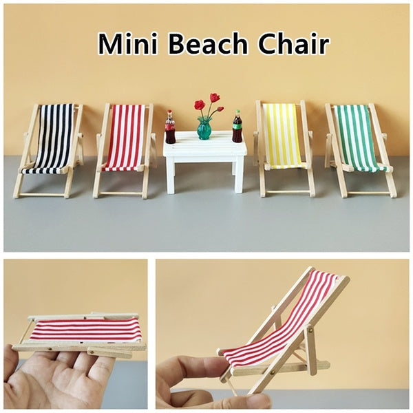 Mini Beach Chair-Hollow Table Doll House Accessories Miniature Scene 1:12 Kids Toy