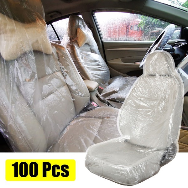 100Pcs Car SUV Taxi Plastic Disposable Seat Covers Vehicle Maintenance Protectors Mechanic Valet Pet Seat Covers