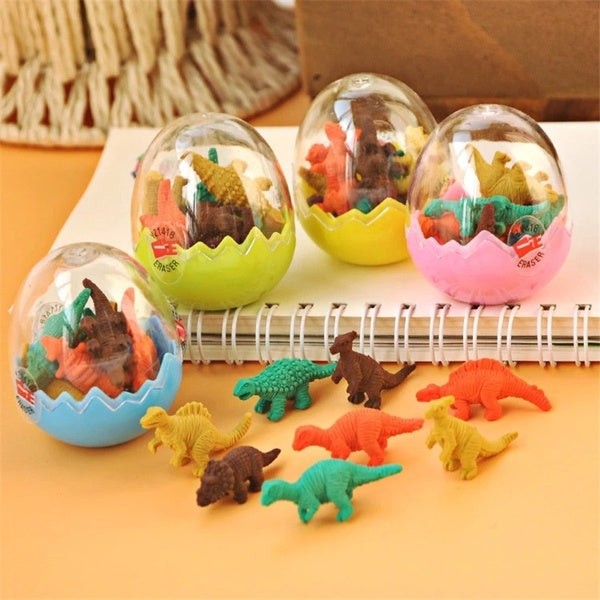 Creative Cartoon Mini Dinosaur Egg Rubber Eraser Creative Kawaii Stationery School Supplies Gift For Kids
