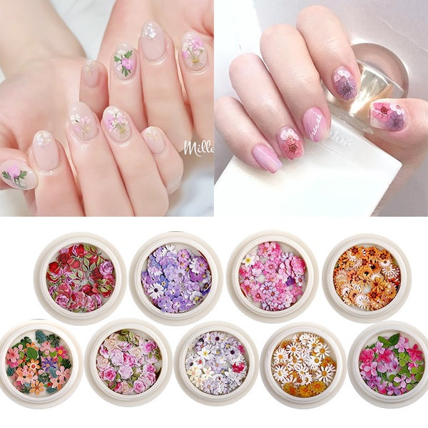 1BOX Nail Art Bijoux Pâte À Bois Chips Mixte Simulation Fleurs DIY Nail Accessoires
