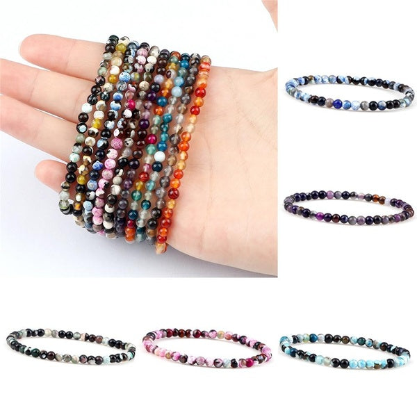 4mm Chakra Onyx Beads Bracelets Natural Round Agates Stone Stretch Bracelet Handmade Beaded Bangles For Women Men Reiki Yoga Jewelry