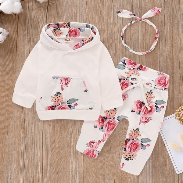 Infant Baby Girl Clothes Toddler Hooded Tops Pants Outfits Sets kids clothing set Tracksuit