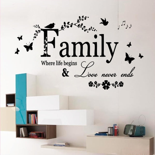 Wall Sticker Family Where Life Begins Wall Art Decor Quote Sticker Decal