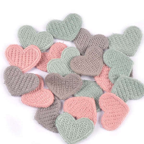 30Pcs 27x35mm Heart Appliques Sewing Supplies Patches For Clothing Stickers Handmade Stick-on Backpack DIY Decoration CP3006
