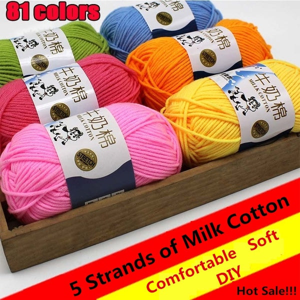 81 Colors Hand-Woven 5 Strands of Milk Cotton Yarn Comfortable Wool Blended Yarn Apparel Sewing Yarn Hand Knitting Scarf Hat Yarn Crochet Knitting Ya