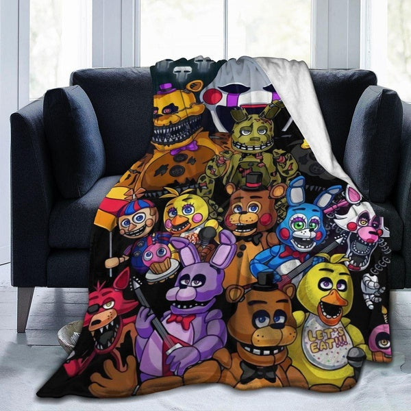 3D-Printed Blanket Five Nights At Freddy Flannel Blanket Bed Throw Soft Cartoon Printed Bedspread Bedspread Sofa Gift
