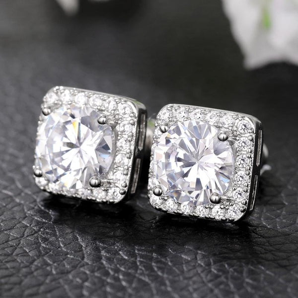 Square Cubic Zirconia Stud Earrings for Women Daily Casual Fashion Accessories Matron Inn