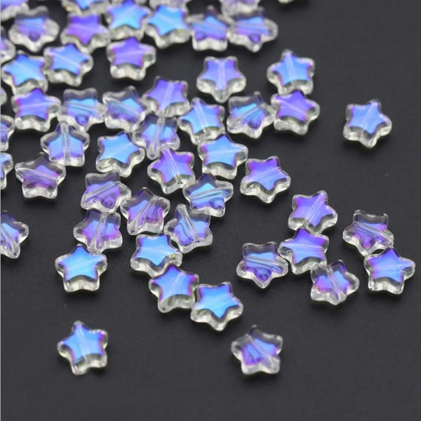 50PCS Color Star Beads 8mm Czech Glass Loose Spacer for Jewelry Making Hairpin Handmade Diy Accessories Matron Inn