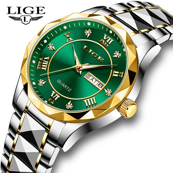 LIGE montre pour hommes bracelet en acier inoxydable montre à Quartz étanche haut de gamme de luxe mode affaires montre de sport Relogio Masculino