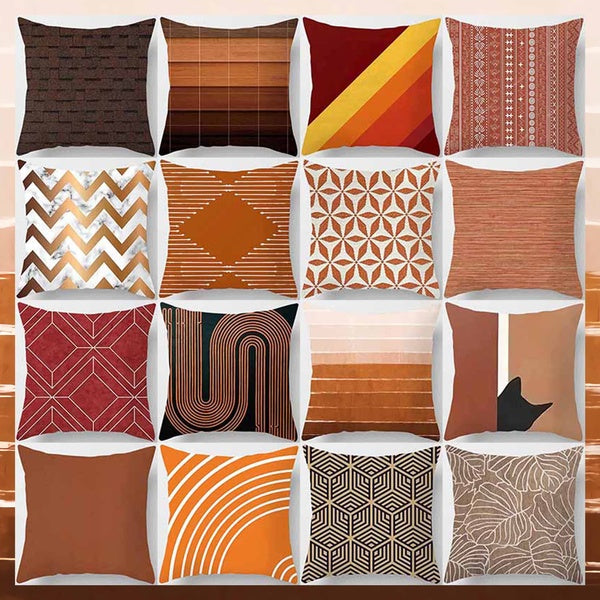 Brown texture monotone printing square pillowcase, used for home decoration, car sofa cushion cover(45cm * 45cm)