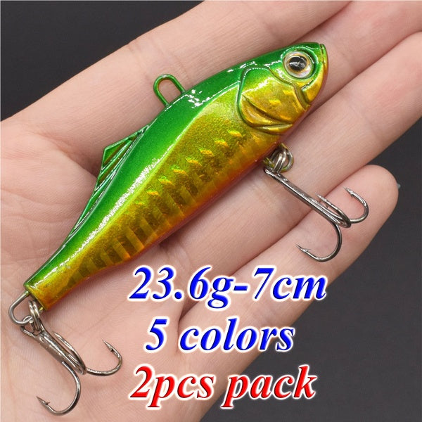 2PCS VIB Fishing Lures Artificial Hard Fish Lures Sinking Saltwater Freshwater Fishing Hook Tackle 23.6g-7cm