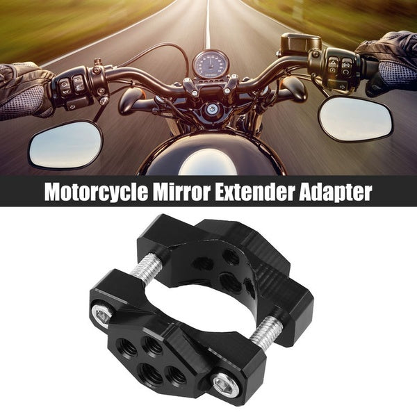 17 to 32-42-63mm Universal Handlebar Clamp Mount Adjustable Rearview Mirror Extender Offroad Spotlight Bracket for Motorcycle Sportbike Scooter Black