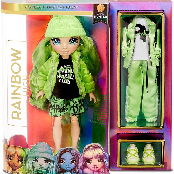 Rainbow Surprise Rainbow High Jade Hunter - Green Clothes Fashion Doll with 2 Complete Mix & Match Outfits and Accessories, Toys for Kids 4 to 15 Yea
