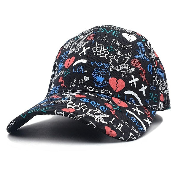 new Lil Peep Baseball Caps Sad Face Pattern Dad Hat Hip Hop Cap Golf Women Men print Crying face Cotton Snapback Cap