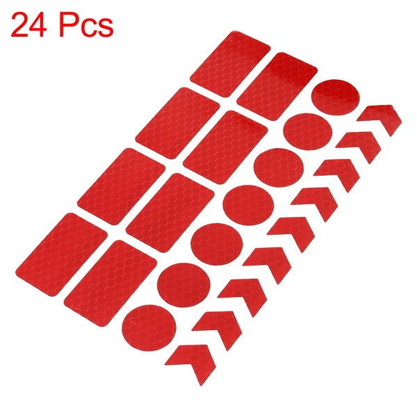 24pcs Reflective Safety Warning Strip Tape for Car Bumper bicycles, helmets, strollers, wheelchairs, scooters Reflector Stickers Red-white-yellow-blu