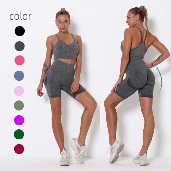 High Quality Workout Sets for Women 2 Piece Seamless Sports Bra High Waist Shorts Yoga Outfits