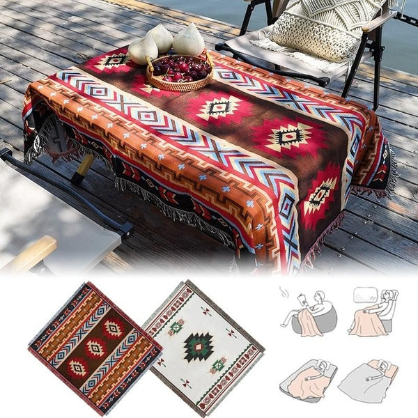 1 Pc Classic Bohemian Style Throw Blanket, Multifunctional Outdoor Camping Picnic Blanket, Soft And Comfortable Bed Blanket, Tribal Blankets Hippie T