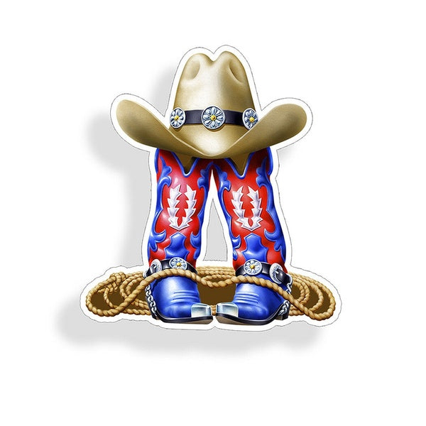 Cowboy Cowgirl Boot Hat Rope Sticker Horse Cup Laptop Car Window Bumper Decal